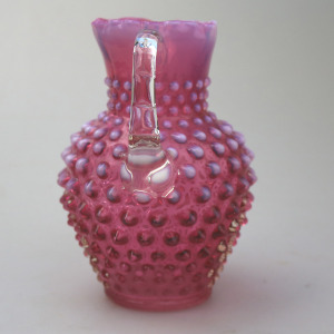 A good large novelty antique Fenton cranberry & vaseline glass Jug C.early 20thC