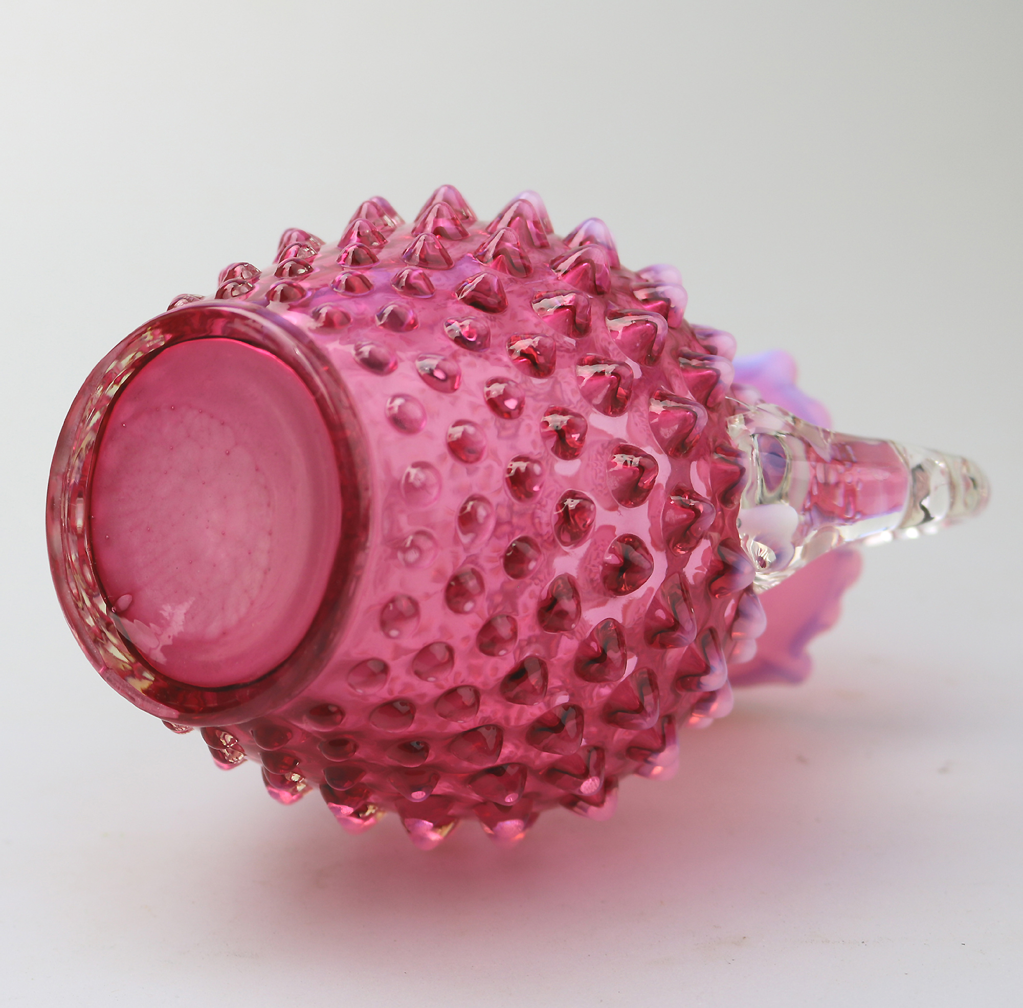 A good large novelty antique Fenton cranberry & vaseline glass Jug C.early 20thC
