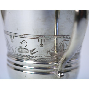 An extremely unusual solid silver novelty Fox handled Nursery Mug 100g C.1932