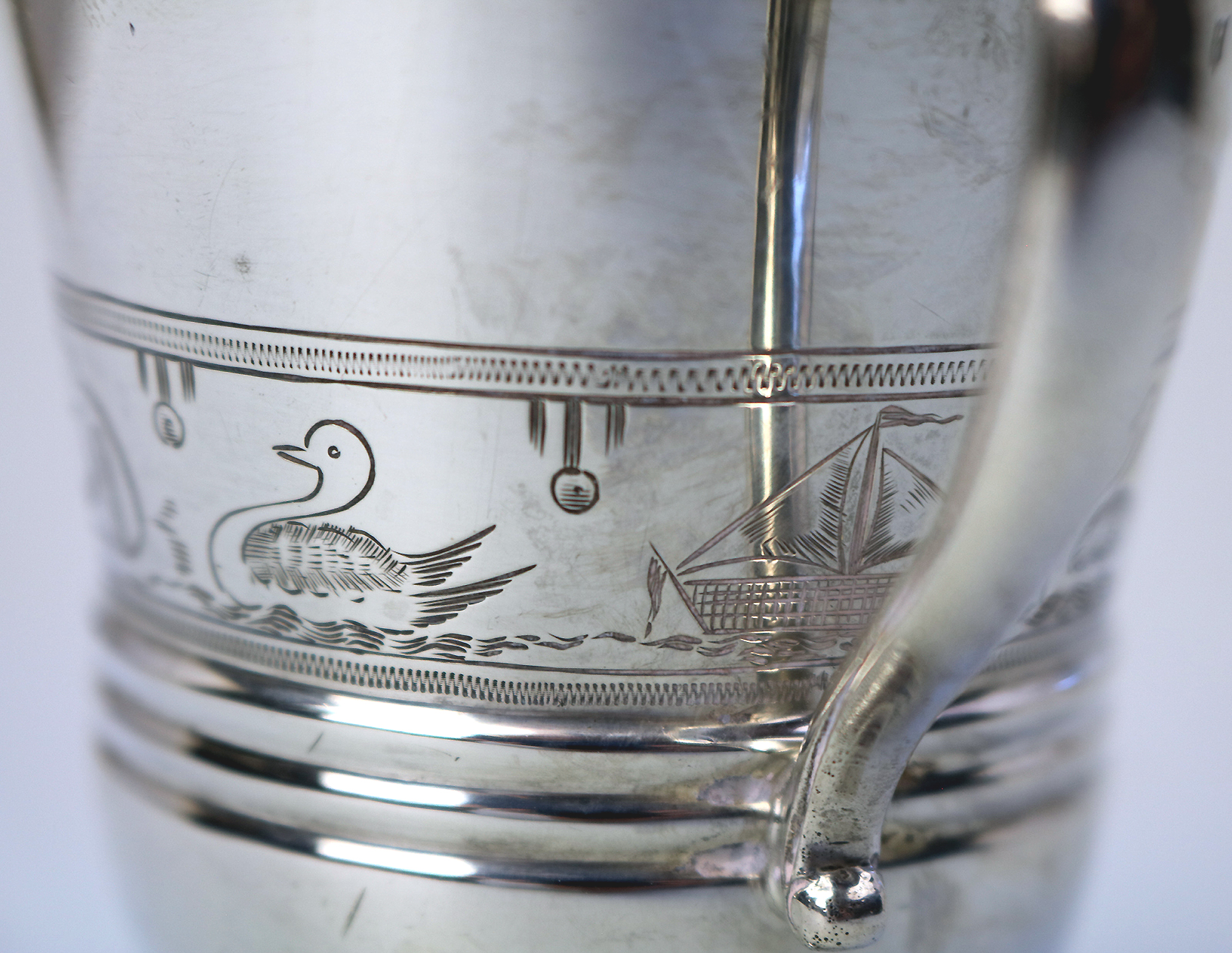 An extremely unusual solid silver novelty Fox handled Nursery Mug 100g C.1932