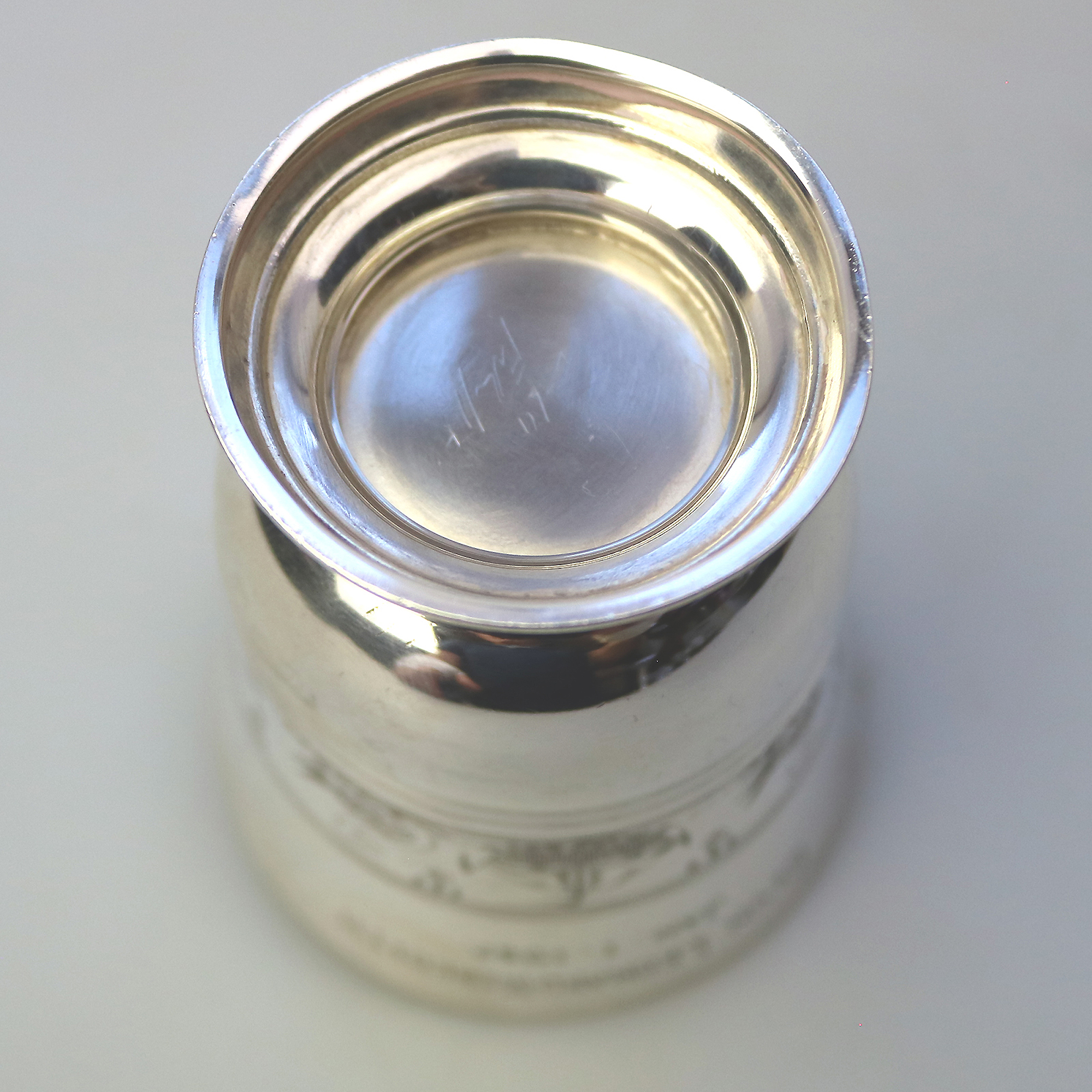 An extremely unusual solid silver novelty Fox handled Nursery Mug 100g C.1932