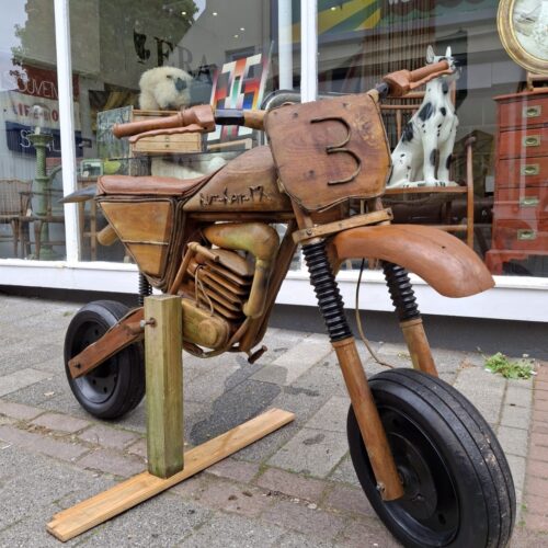 Full Size Scratch Built One Off Wooden Motocross Bike. Vintage/Model/Antique