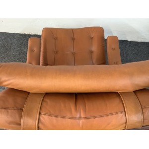 Gote Mobler Leather Reclining Swivel Chair.