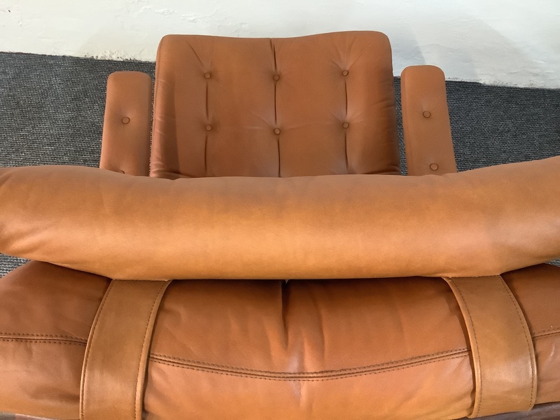 Gote Mobler Leather Reclining Swivel Chair.