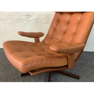 Gote Mobler Leather Reclining Swivel Chair.
