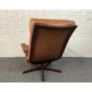 Gote Mobler Leather Reclining Swivel Chair.