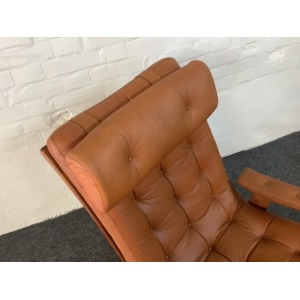 Gote Mobler Leather Reclining Swivel Chair.