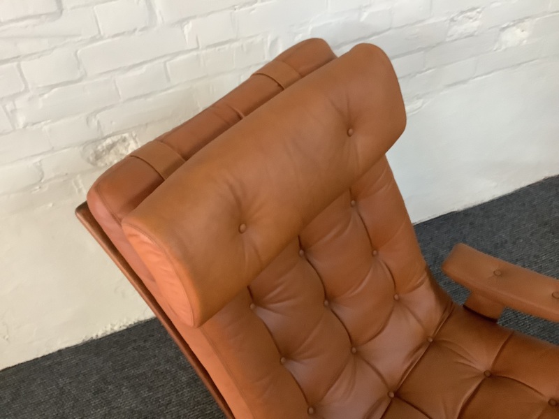 Gote Mobler Leather Reclining Swivel Chair.