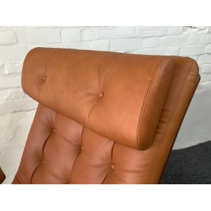 Gote Mobler Leather Reclining Swivel Chair.