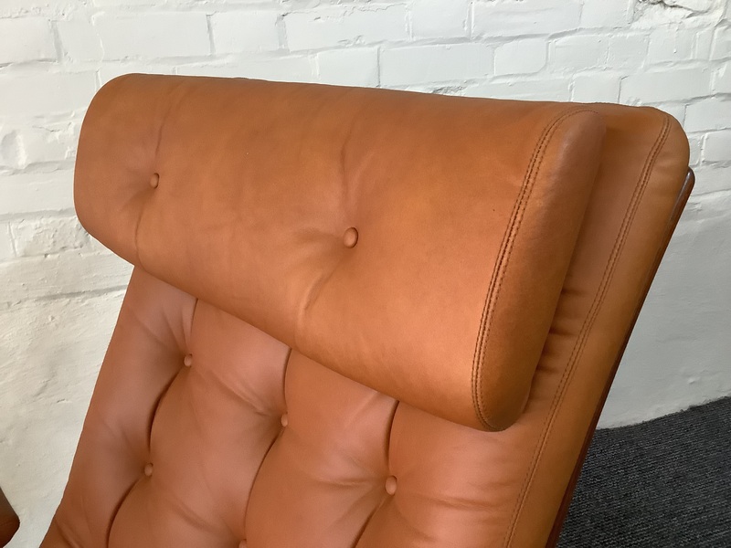 Gote Mobler Leather Reclining Swivel Chair.