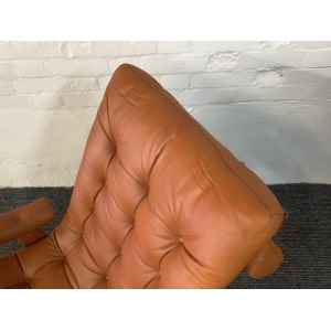 Gote Mobler Leather Reclining Swivel Chair.