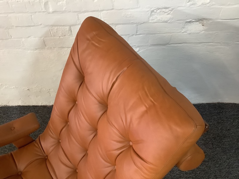 Gote Mobler Leather Reclining Swivel Chair.