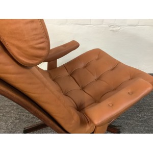 Gote Mobler Leather Reclining Swivel Chair.