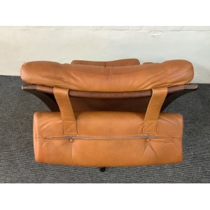 Gote Mobler Leather Reclining Swivel Chair.