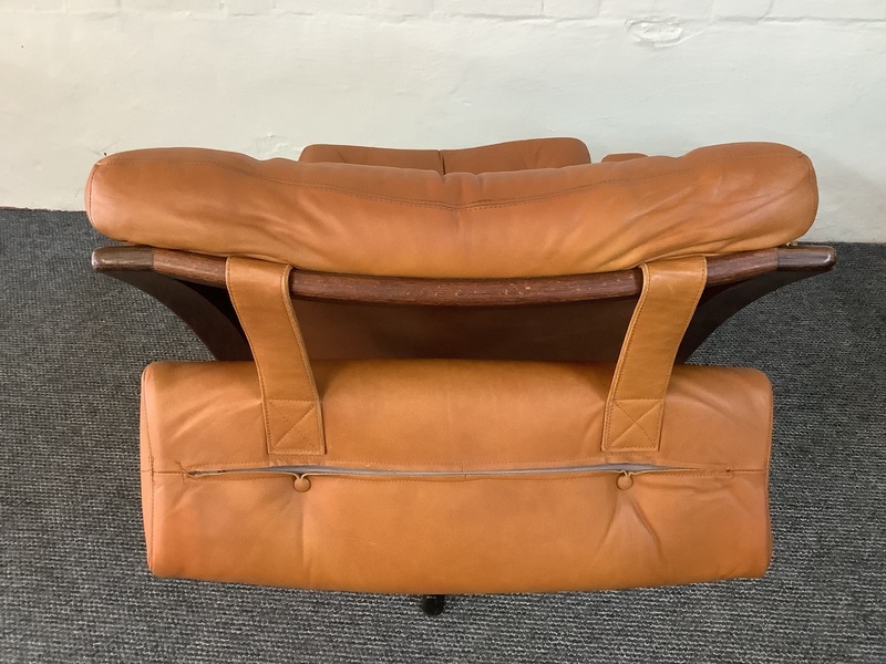 Gote Mobler Leather Reclining Swivel Chair.
