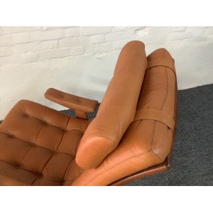 Gote Mobler Leather Reclining Swivel Chair.