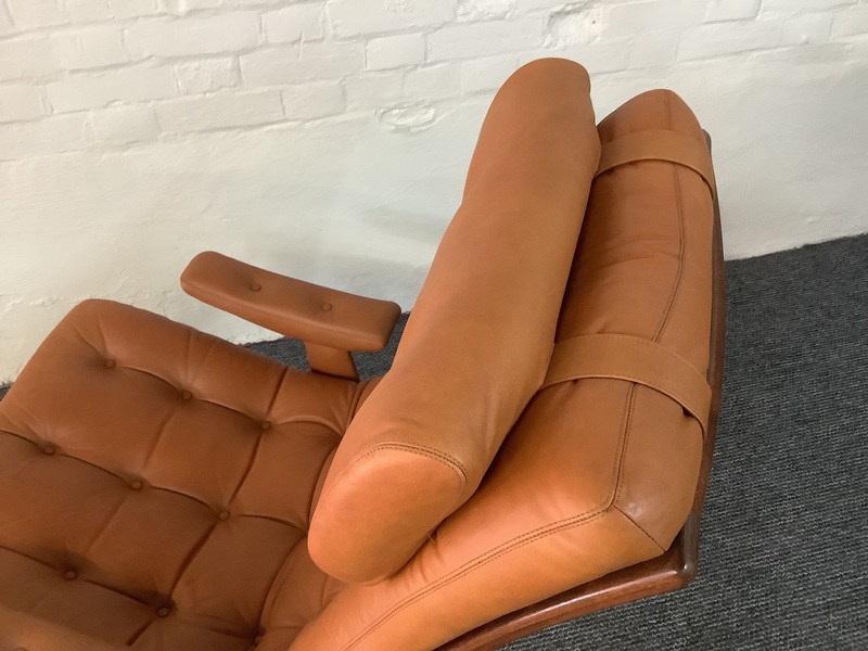 Gote Mobler Leather Reclining Swivel Chair.