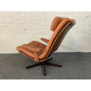 Gote Mobler Leather Reclining Swivel Chair.