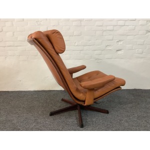 Gote Mobler Leather Reclining Swivel Chair.