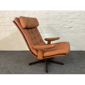 Gote Mobler Leather Reclining Swivel Chair.