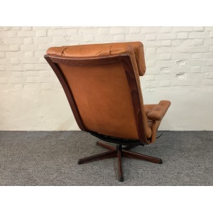 Gote Mobler Leather Reclining Swivel Chair.
