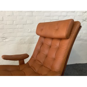 Gote Mobler Leather Reclining Swivel Chair.