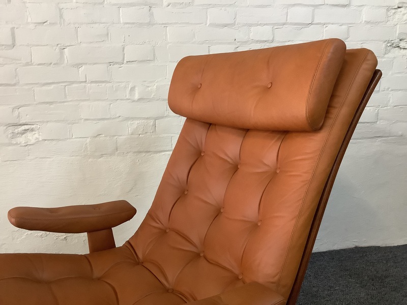 Gote Mobler Leather Reclining Swivel Chair.