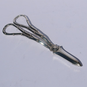 Pair of antique silver plate novelty bamboo handled Grape Scissor Shears C.19thC
