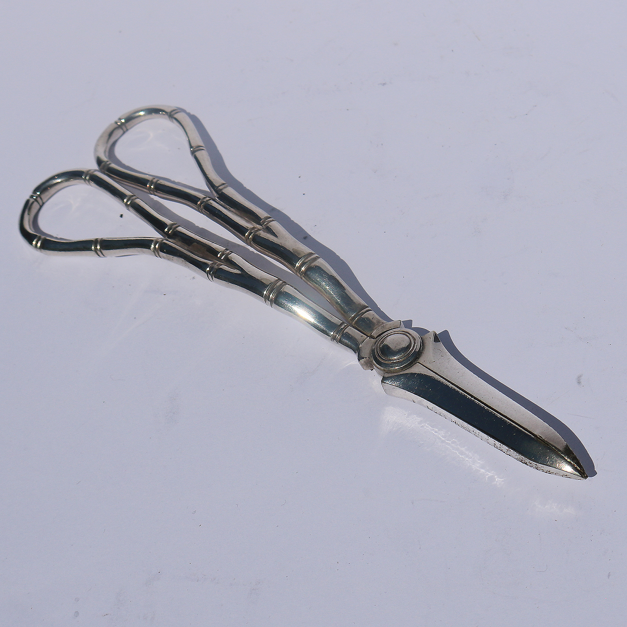 Pair of antique silver plate novelty bamboo handled Grape Scissor Shears C.19thC