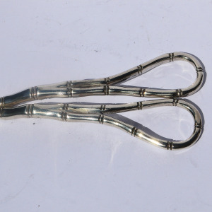 Pair of antique silver plate novelty bamboo handled Grape Scissor Shears C.19thC