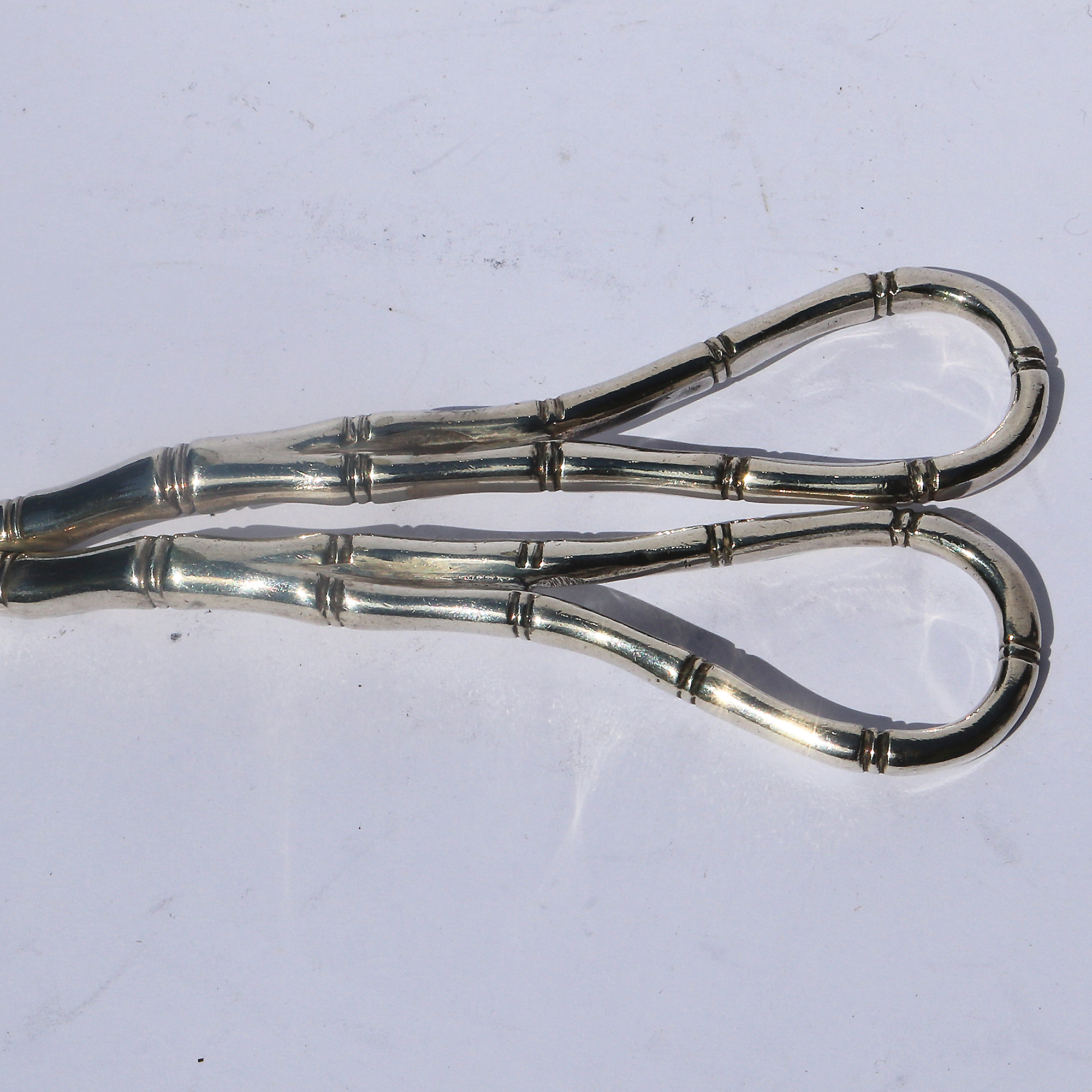 Pair of antique silver plate novelty bamboo handled Grape Scissor Shears C.19thC