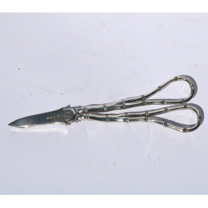 Pair of antique silver plate novelty bamboo handled Grape Scissor Shears C.19thC