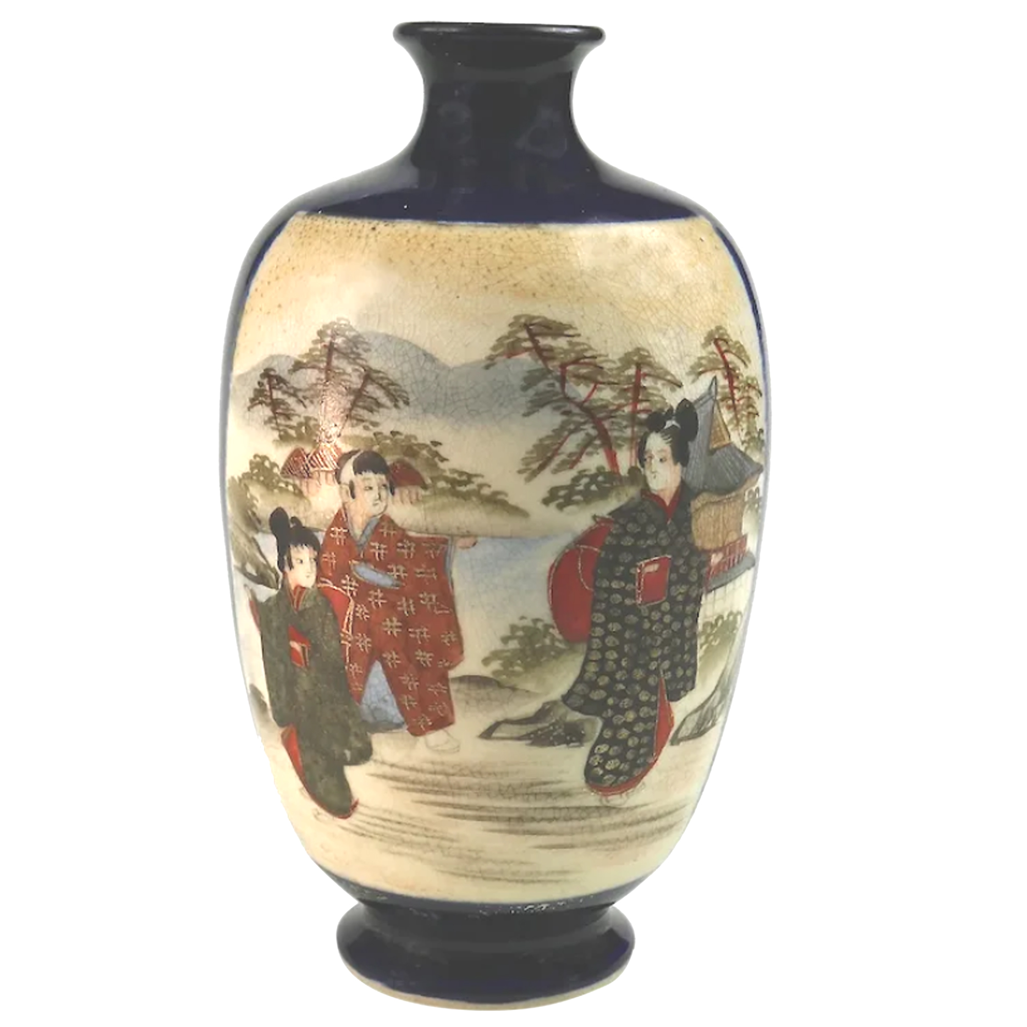 An antique Japanese Satsuma hand-painted ceramic Vase C.1900