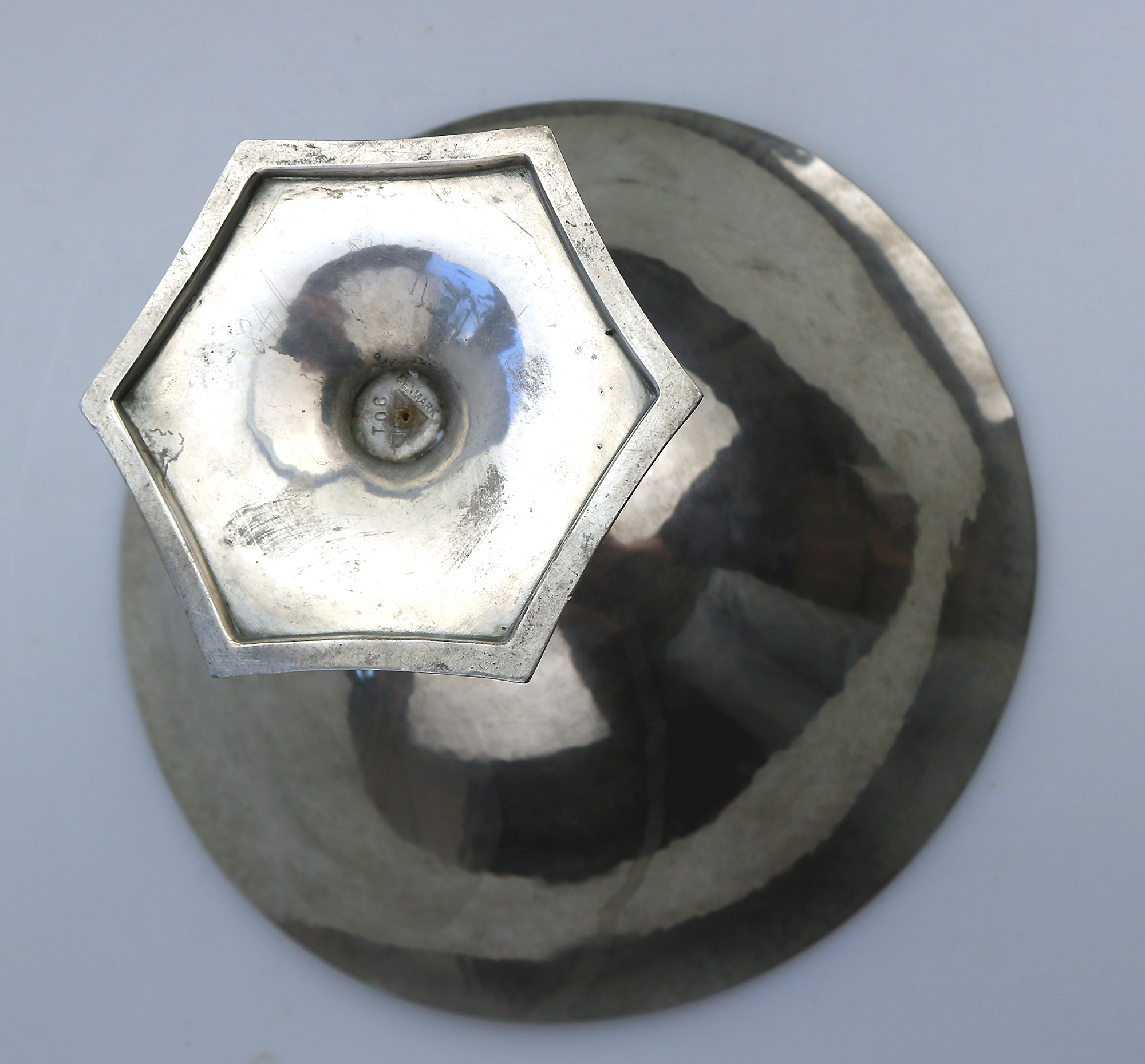 A large Modernist Art Deco Scandinavian pewter Just Andersen hammered Bowl C.1920