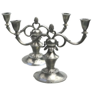 A superior pair of Art Deco Scandinavian pewter Just Andersen Candelabras C.1930