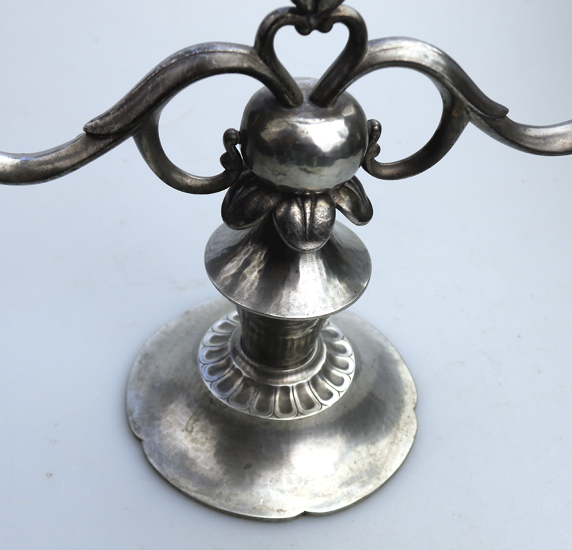 A superior pair of Art Deco Scandinavian pewter Just Andersen Candelabras C.1930