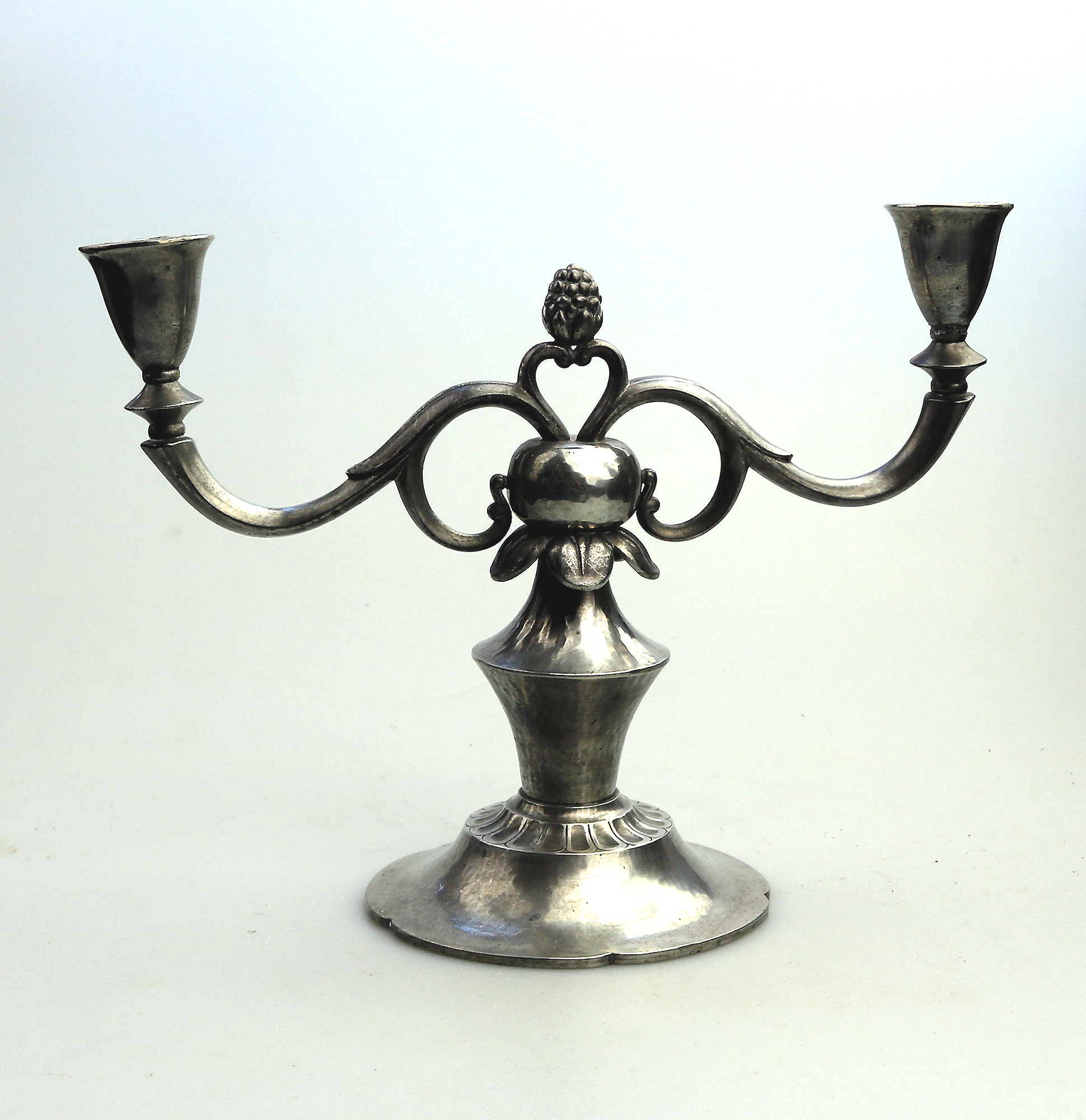 A superior pair of Art Deco Scandinavian pewter Just Andersen Candelabras C.1930