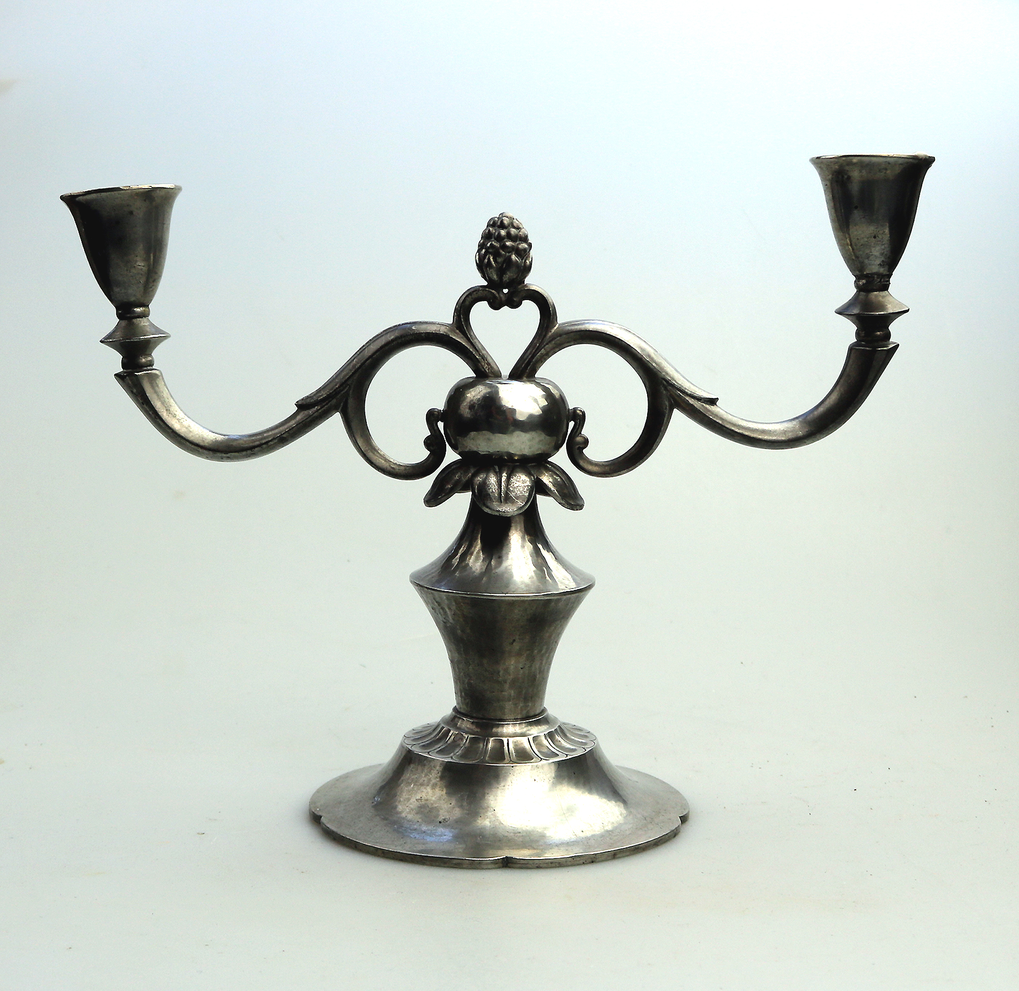 A superior pair of Art Deco Scandinavian pewter Just Andersen Candelabras C.1930