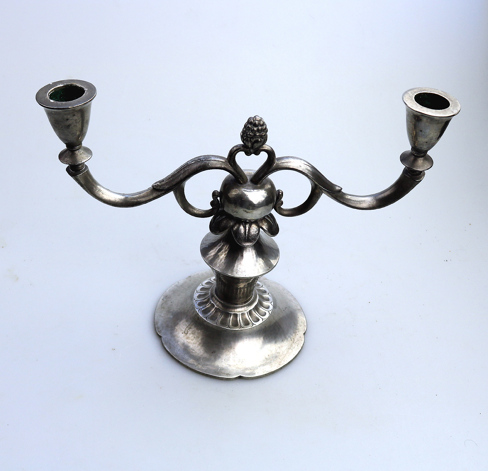 A superior pair of Art Deco Scandinavian pewter Just Andersen Candelabras C.1930