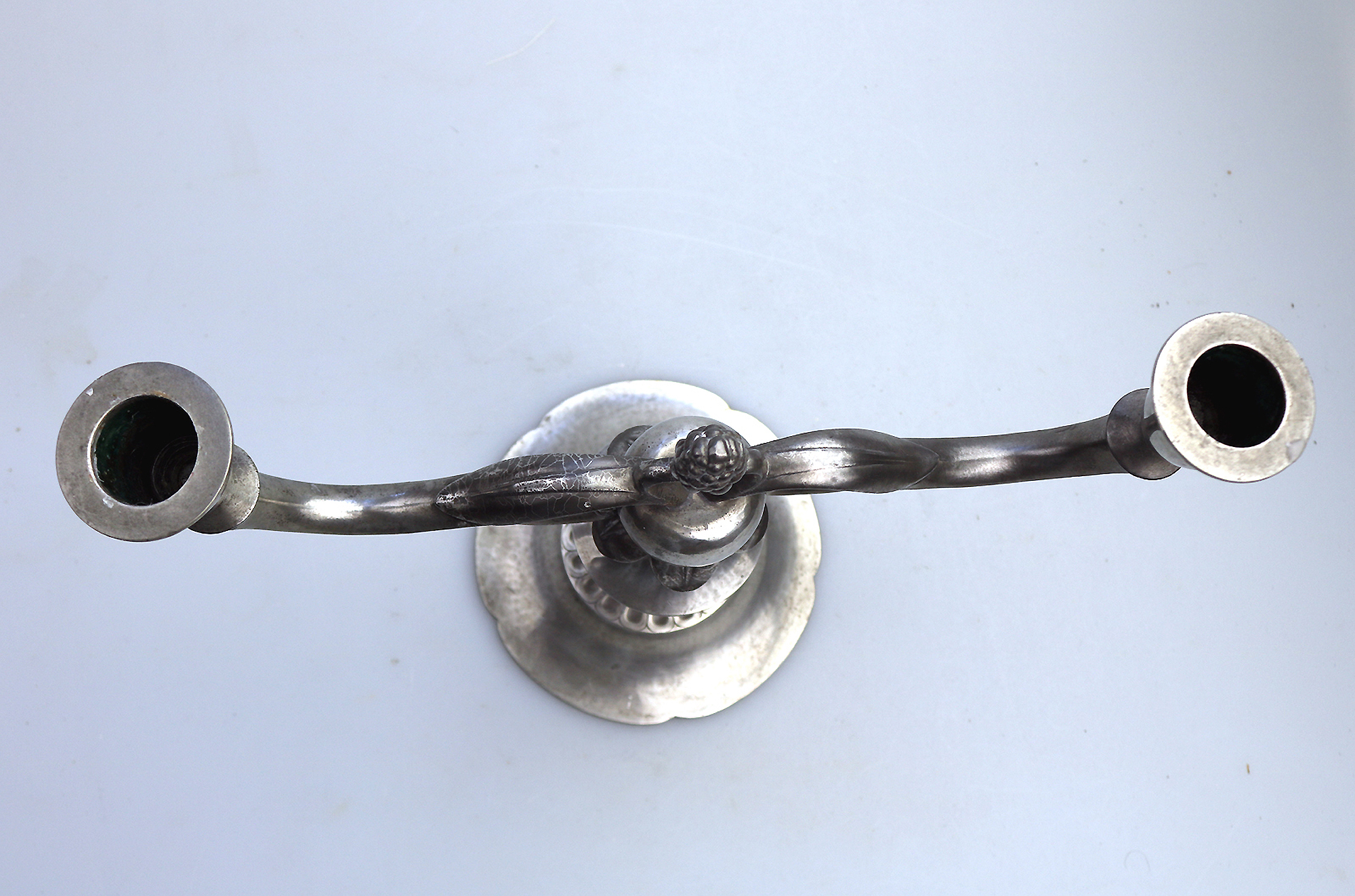 A superior pair of Art Deco Scandinavian pewter Just Andersen Candelabras C.1930