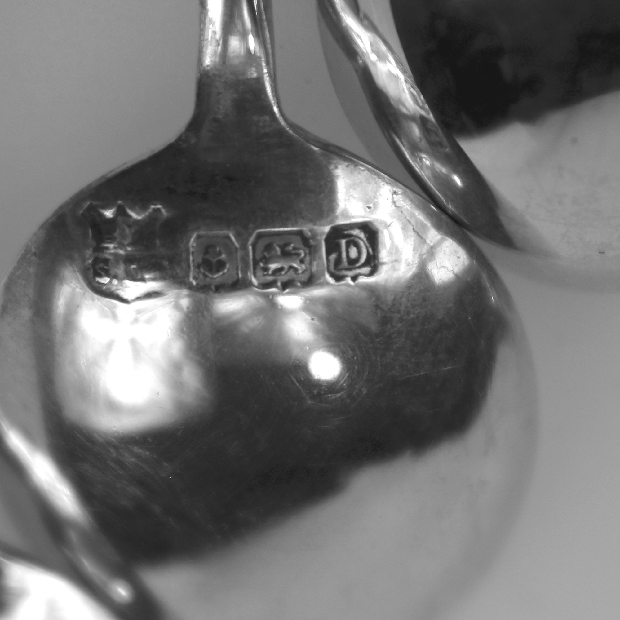 Set rare novelty silver & enamel coffee spoons Ocean Liner Maritime flags C.1928