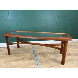 Mid Century Teak Glass Top Coffee Table By Nathan Furniture-Courier