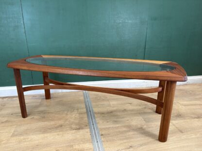 Mid Century Teak Glass Top Coffee Table By Nathan Furniture-Courier
