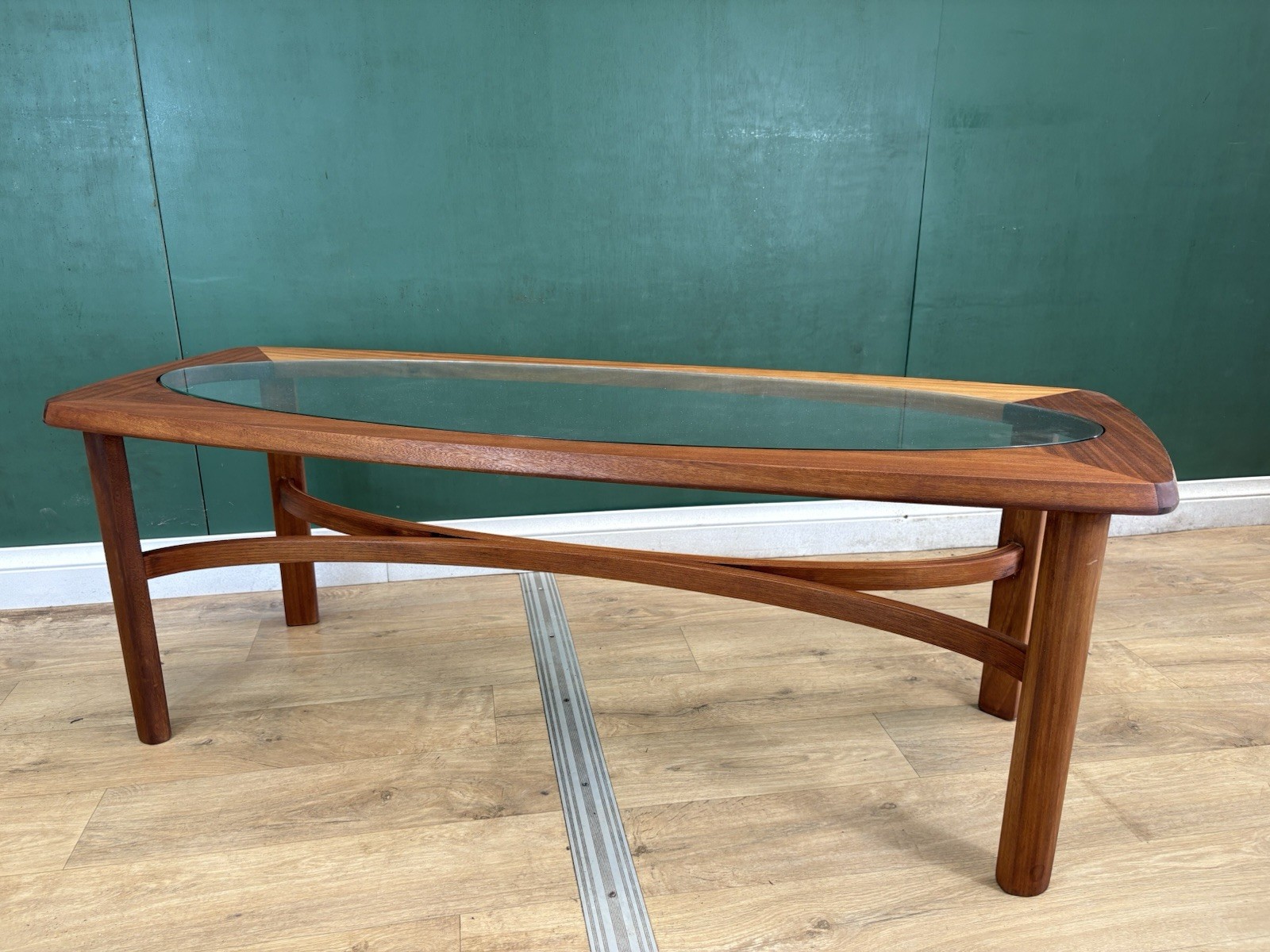 Mid Century Teak Glass Top Coffee Table By Nathan Furniture-Courier