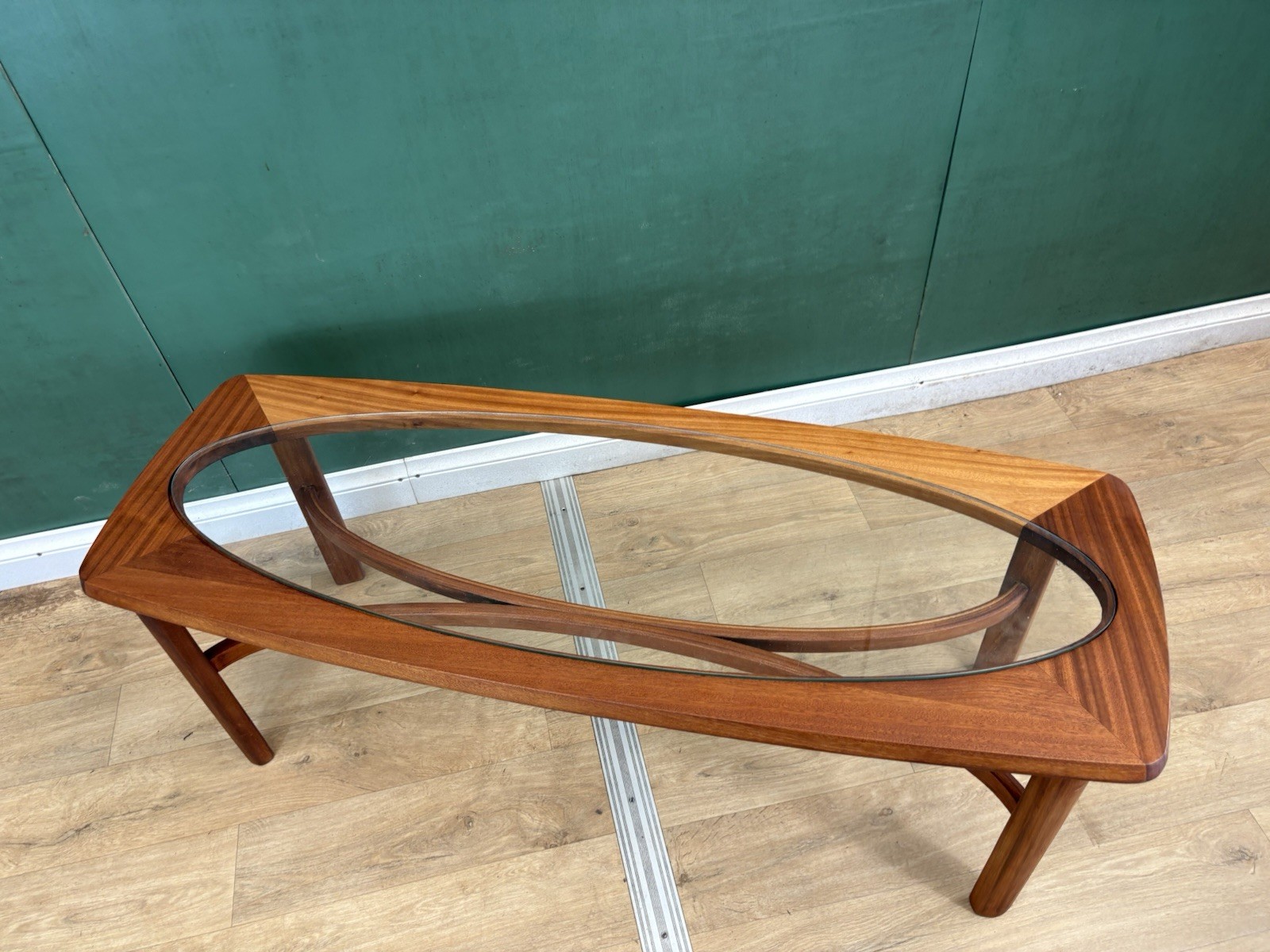 Mid Century Teak Glass Top Coffee Table By Nathan Furniture-Courier