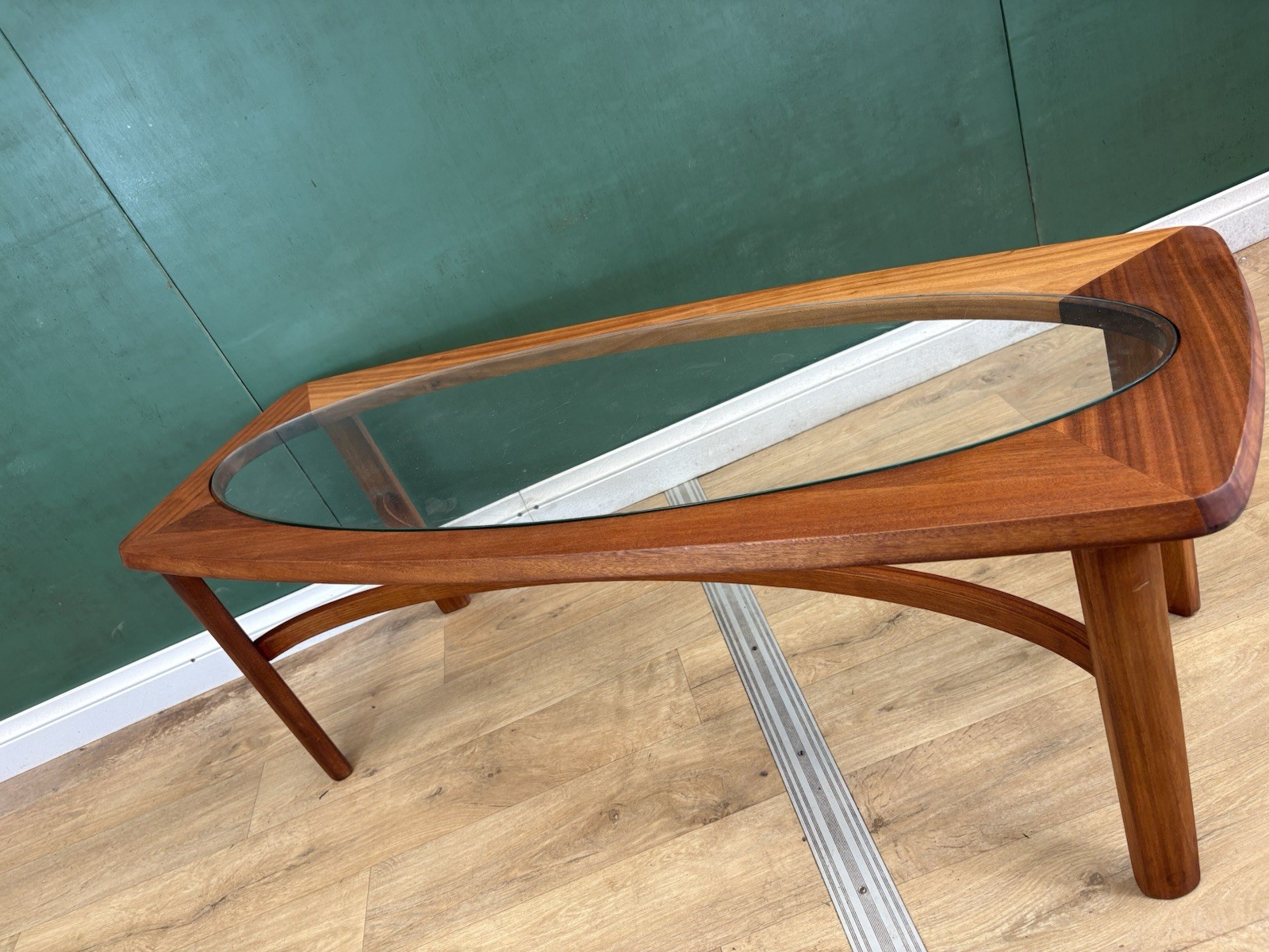 Mid Century Teak Glass Top Coffee Table By Nathan Furniture-Courier