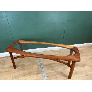 Mid Century Teak Glass Top Coffee Table By Nathan Furniture-Courier
