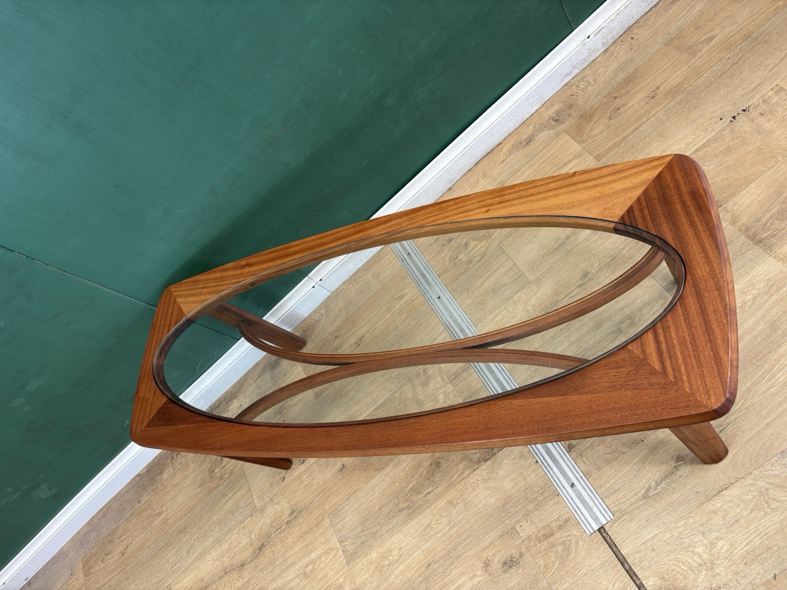 Mid Century Teak Glass Top Coffee Table By Nathan Furniture-Courier