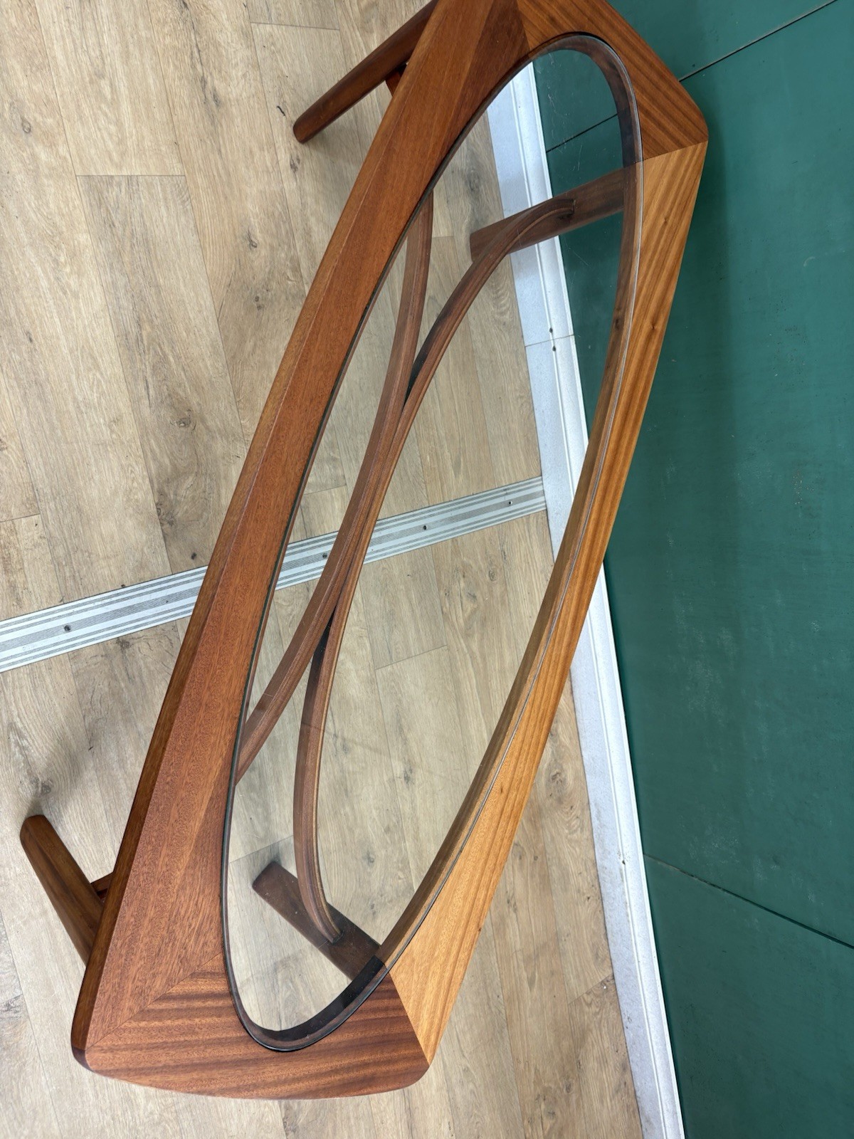Mid Century Teak Glass Top Coffee Table By Nathan Furniture-Courier
