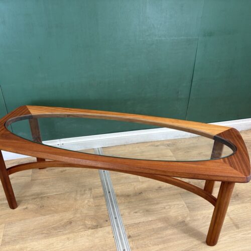 Mid Century Teak Glass Top Coffee Table By Nathan Furniture-Courier